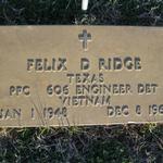 Felix Ridge died in Vietnam.  He was 19 years old.  He was not killed by enemy fire but some sort of drowning accident while off duty.  He was the great-grandson of Edmun Winston.